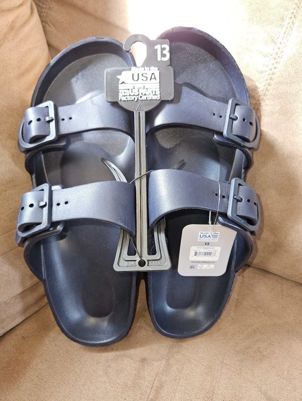 NWT George Sz 13 Navy Blue Two Strap Sandals